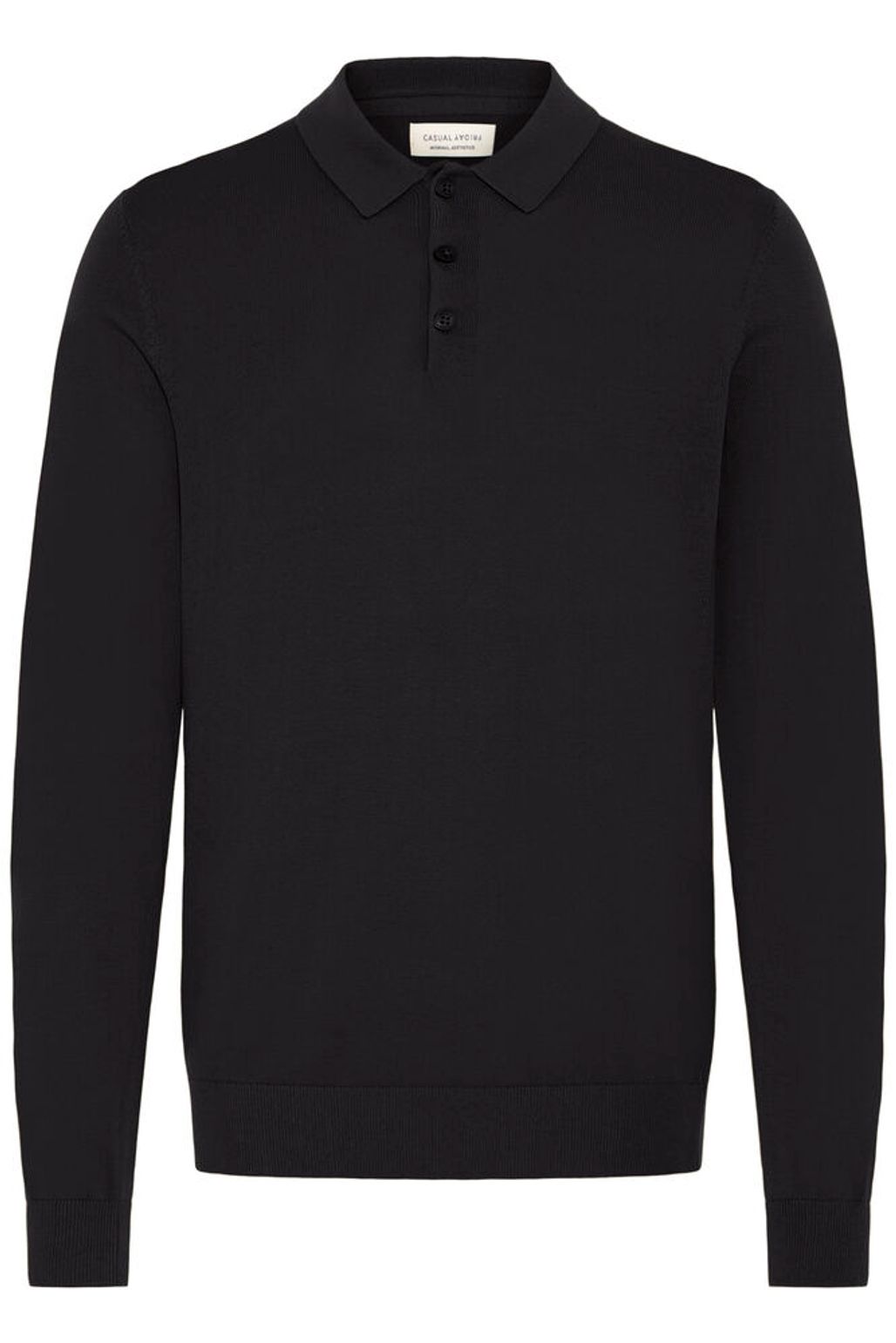 CASUAL FRIDAY Black Long Sleeve Polo
