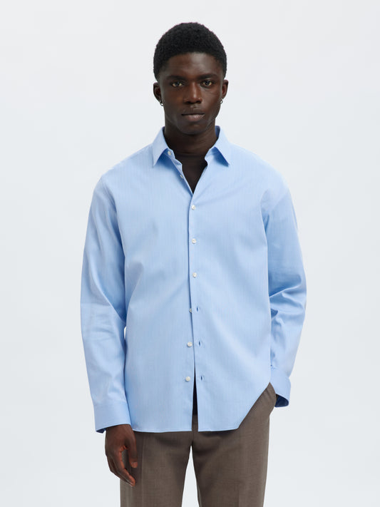 SELECTED HOMME Blue Dobby Performance Dress Shirt