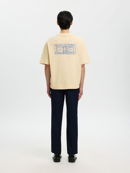 SELECTED Sand Front & Back Embroidered Tee
