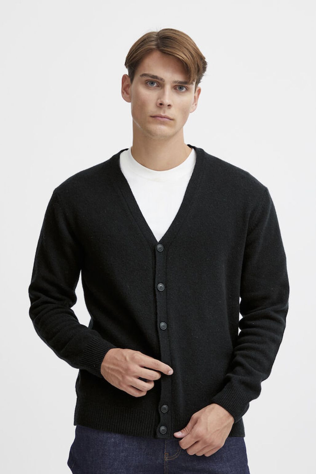 ITALIAN Lambswool Cardigan BLACK