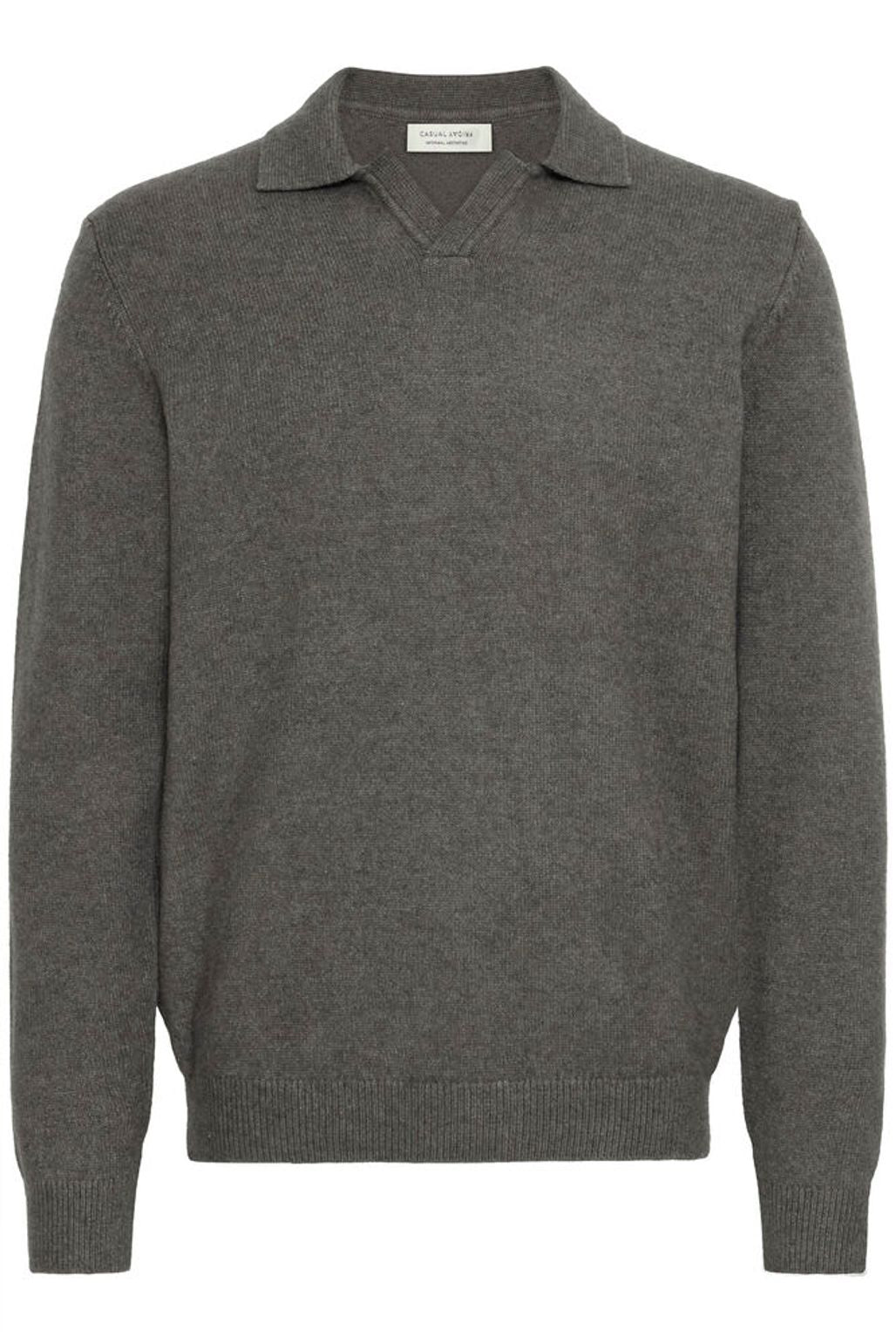 CASUAL FRIDAY GREY Karl Knit Long Sleeve Polo