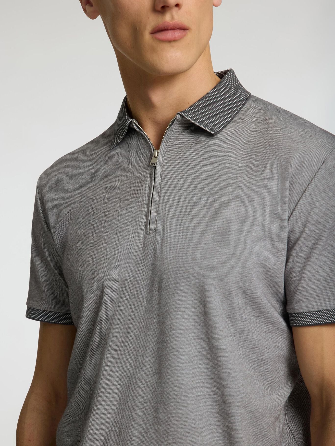 SELECTED HOMME Zip Polo GREY
