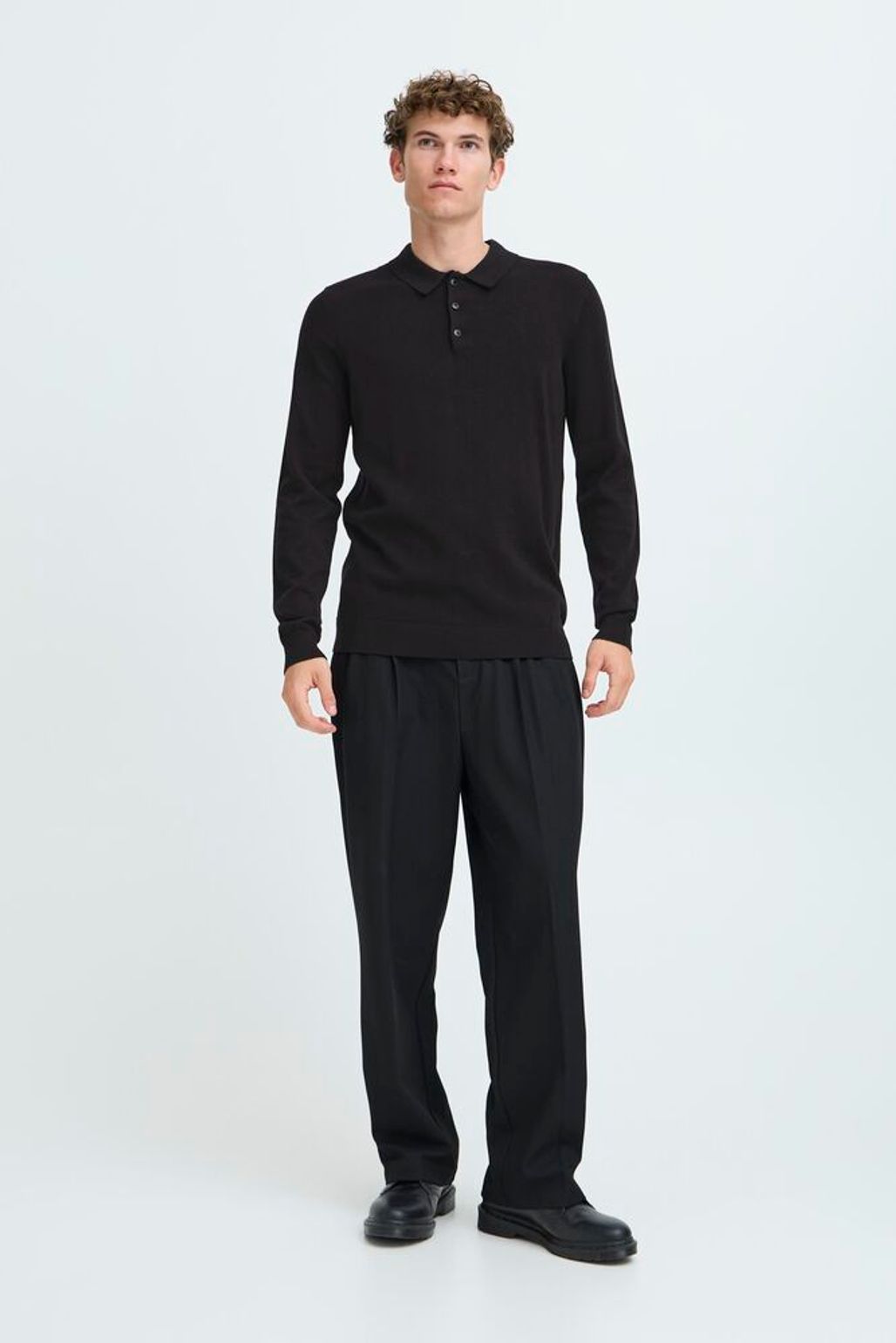 CASUAL FRIDAY Black Long Sleeve Polo