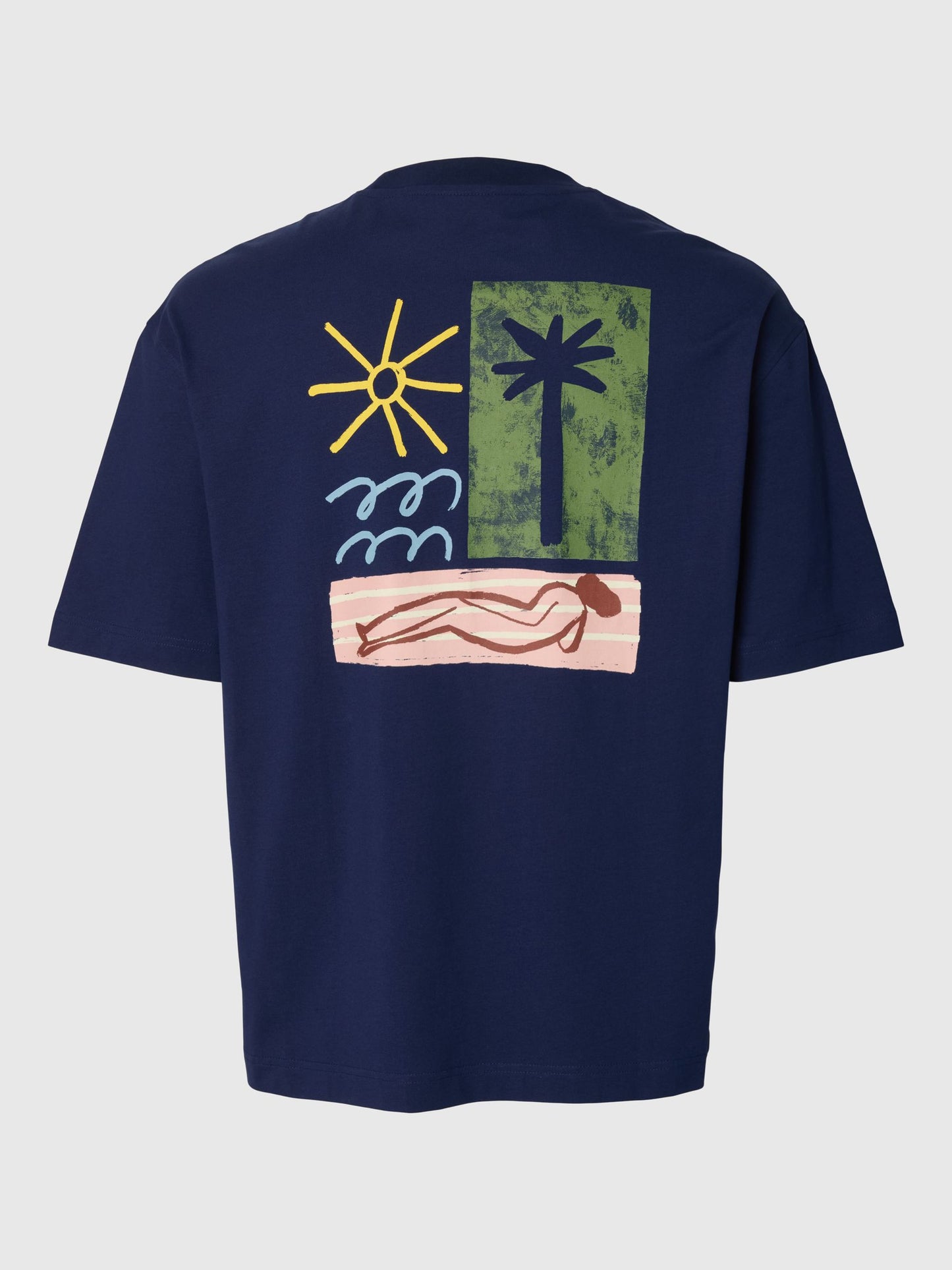 SELECTED Blue Relax Fit Graphic T-Shirt