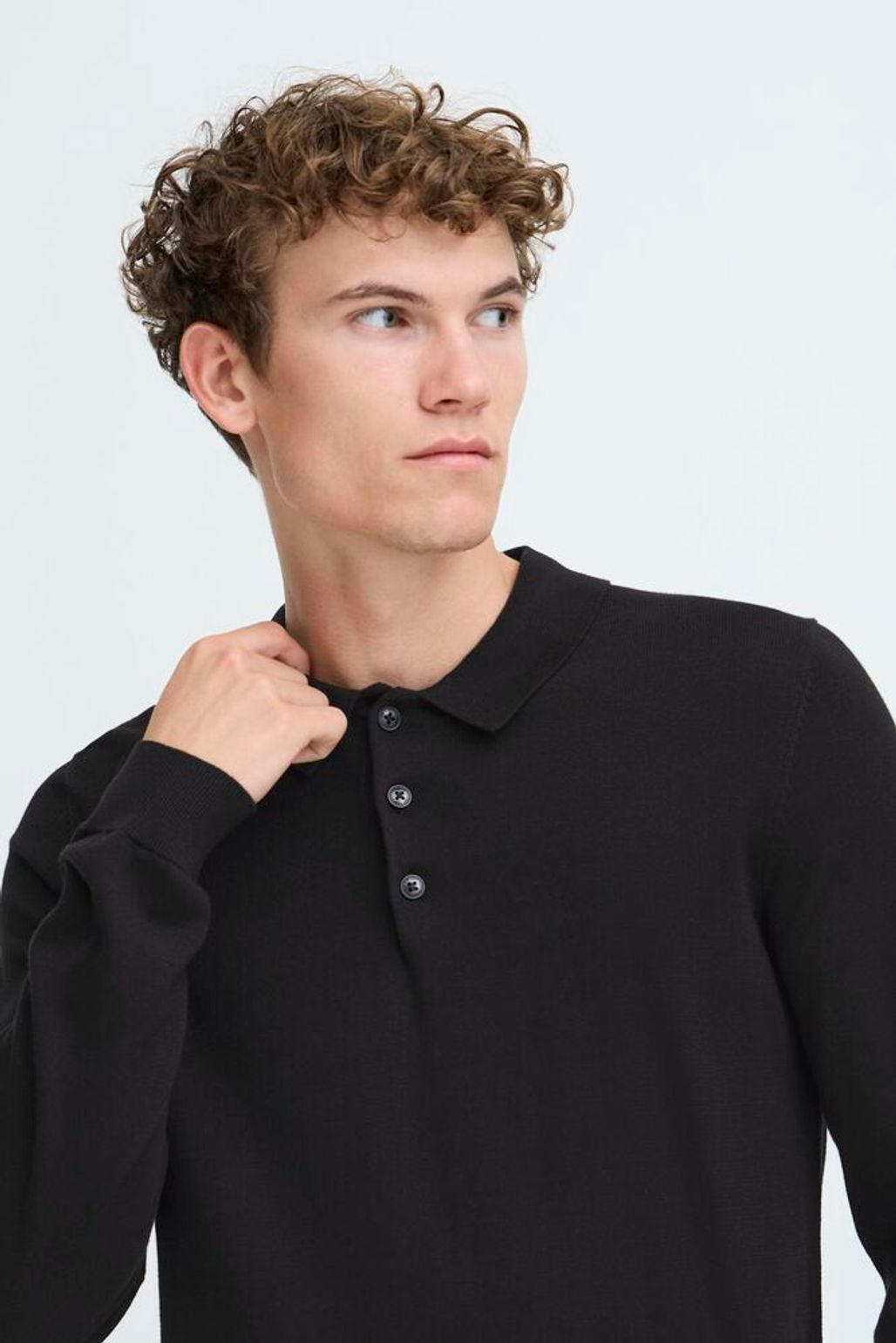 CASUAL FRIDAY Black Long Sleeve Polo
