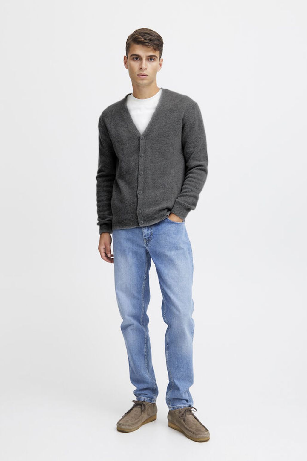 ITALIAN Lambswool Cardigan GREY