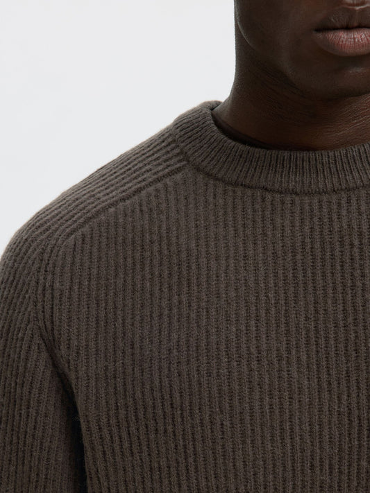 SELECTED HOMME Wool Blend Brown Jumper