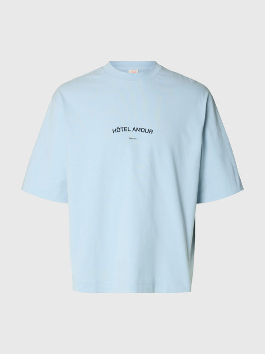 SELECTED Sky Blue Box Fit T Shirt