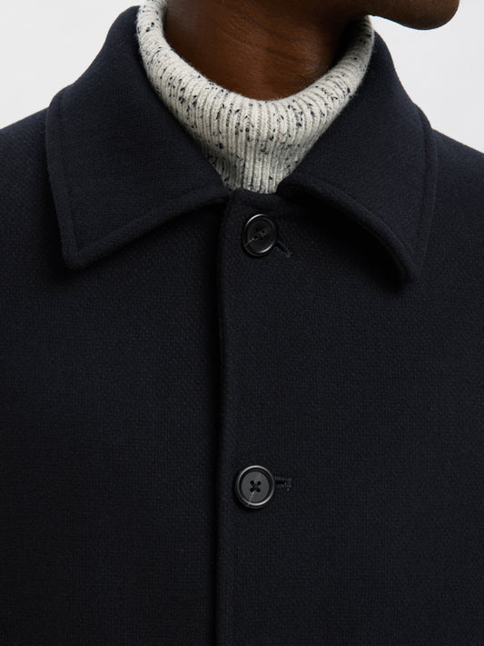 SELECTED HOMME ARCHIVE WOOL BLEND CAR COAT NAVY