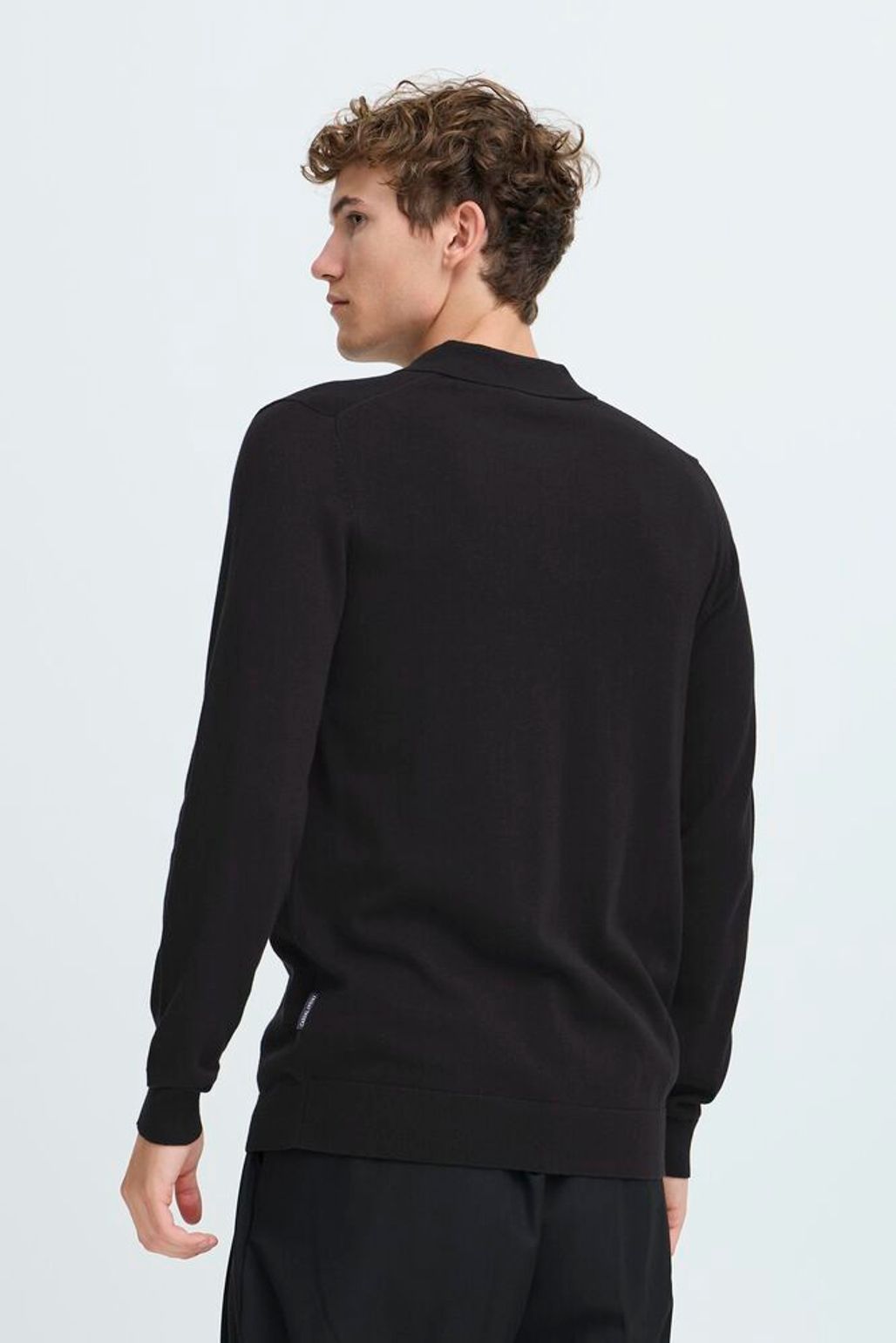 CASUAL FRIDAY Black Long Sleeve Polo