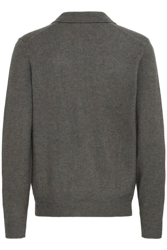 CASUAL FRIDAY Grey Long Sleeve Polo Knit