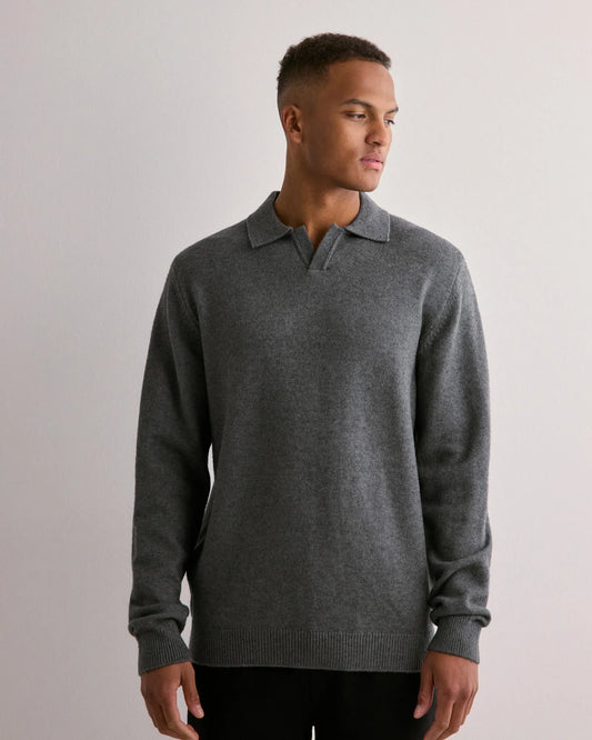 CASUAL FRIDAY GREY Karl Knit Long Sleeve Polo