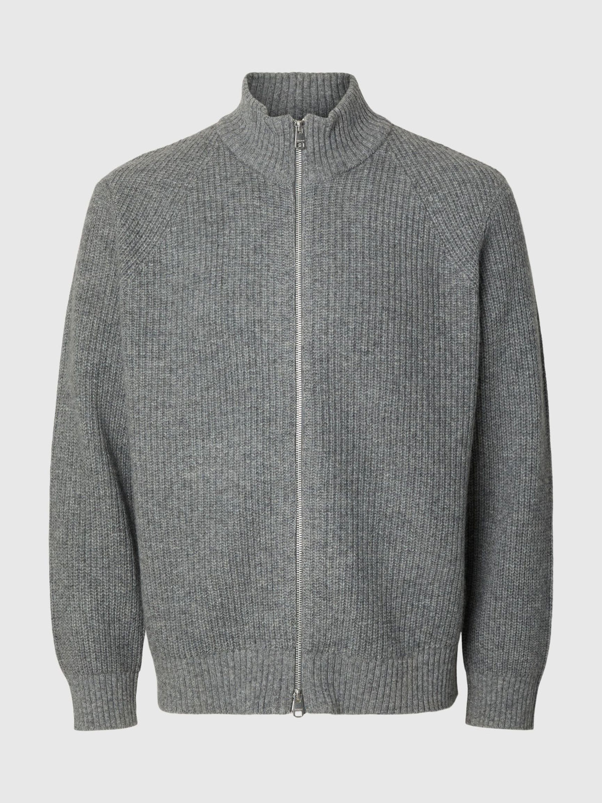 Selected Homme Cody Long Sleeve Knit Zip Jumper – Grey