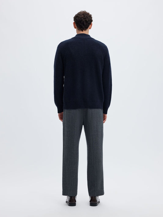Selected Homme Cody Long Sleeve Knit Zip Jumper – Navy