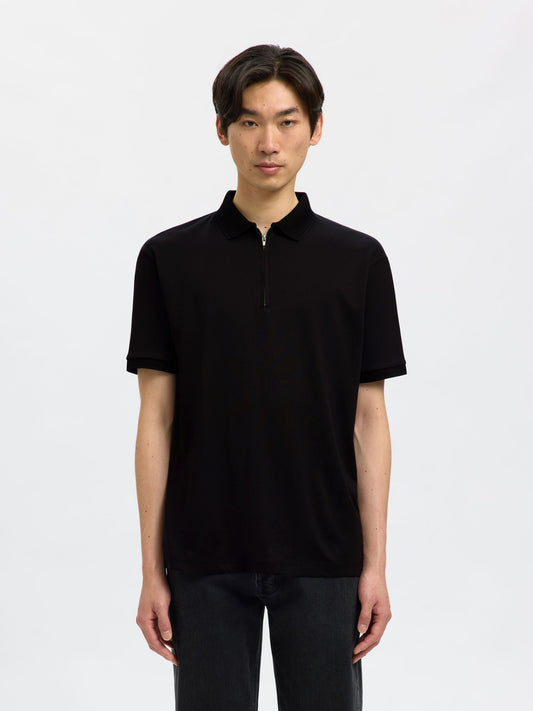 SELECTED HOMME Zip Polo Black