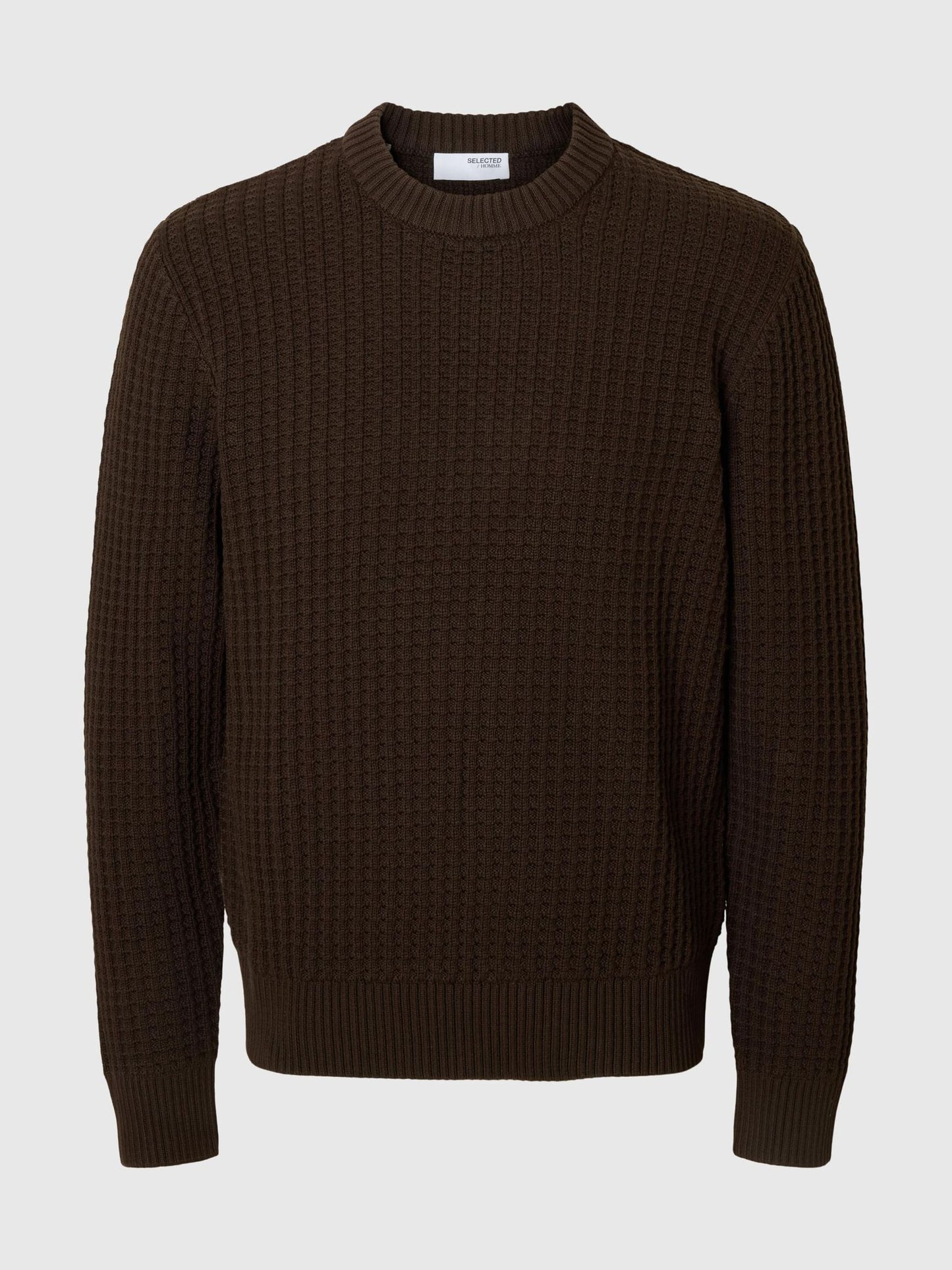 SELECTED Brown Structure Crew Neck Knit