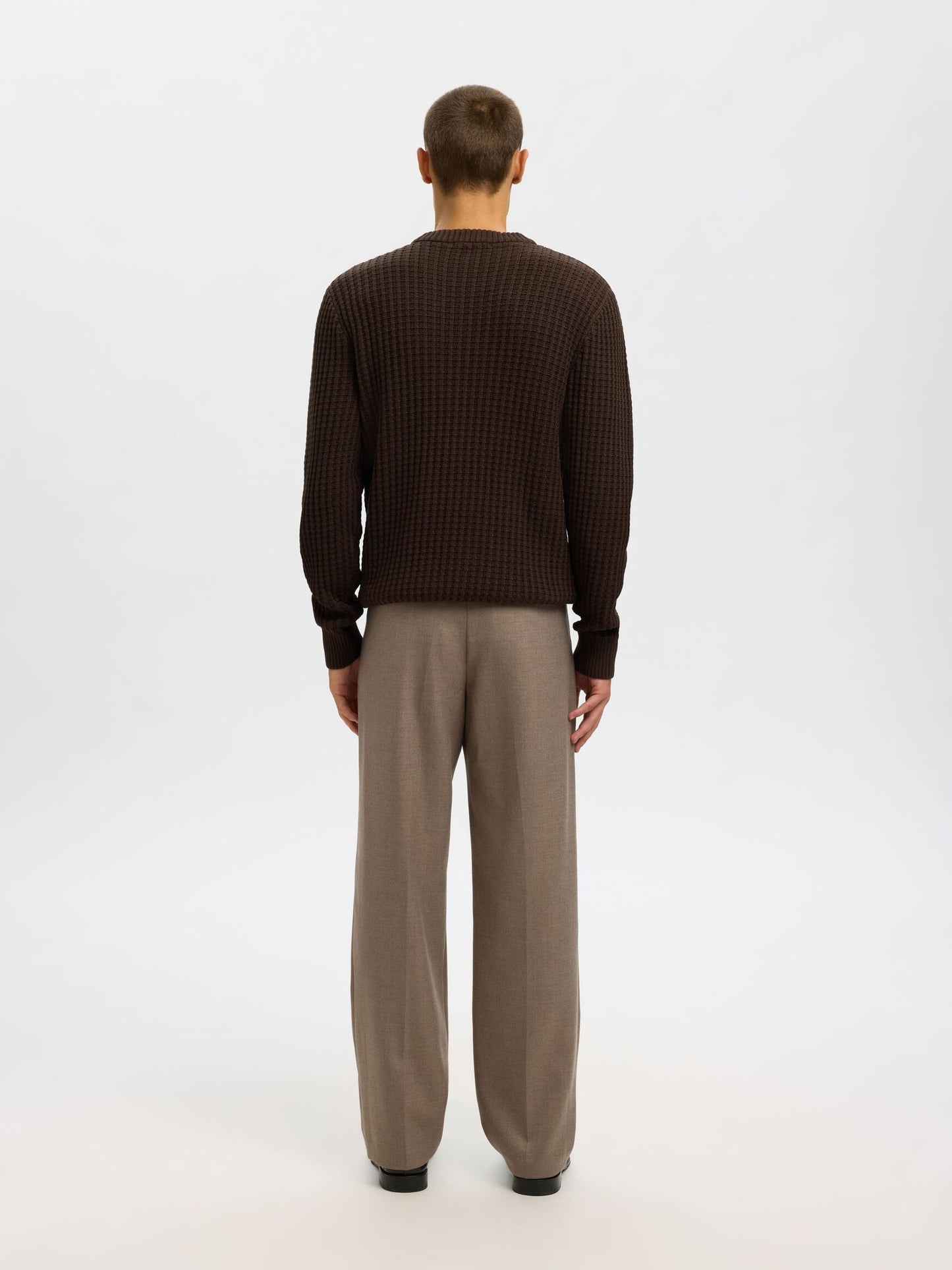 Selected structure knit crew neck