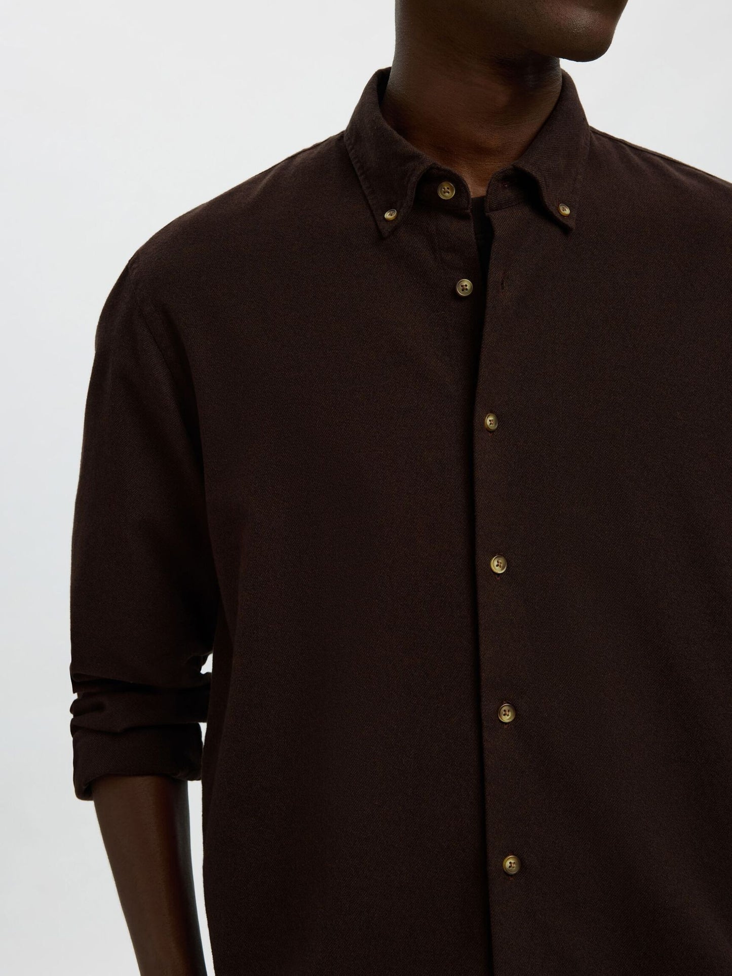 SELECTED Brown Button Down Shirt