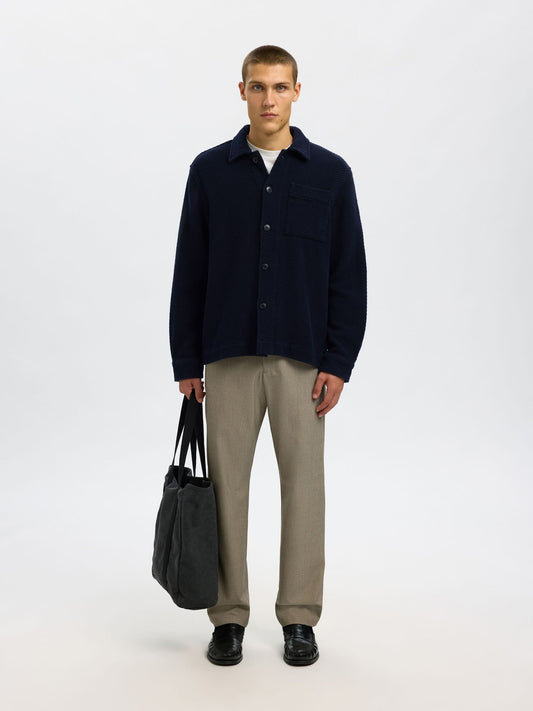 SELECTED Navy Structure Over-Shirt