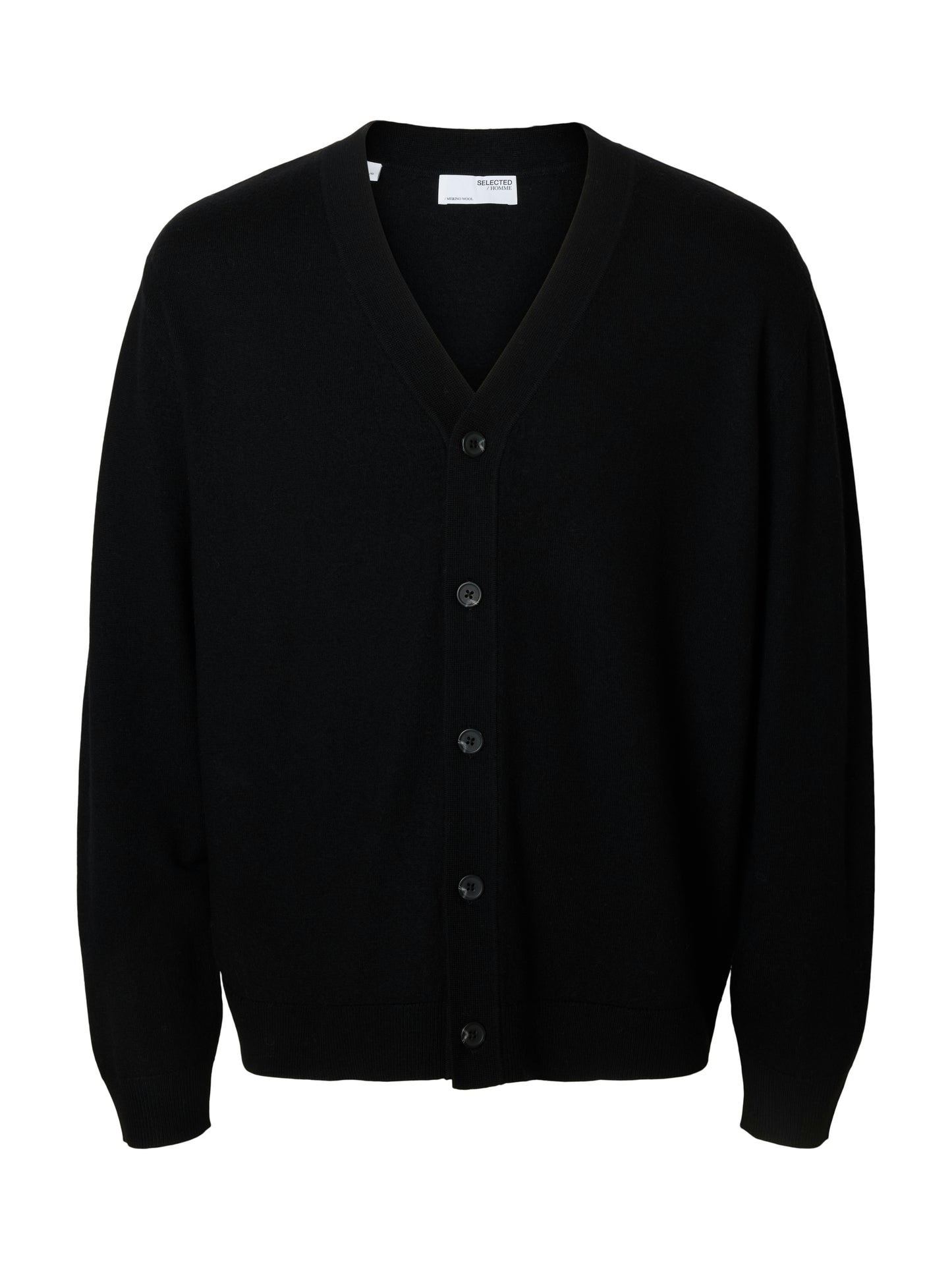 SELECTED Black Merino Wool Cardigan