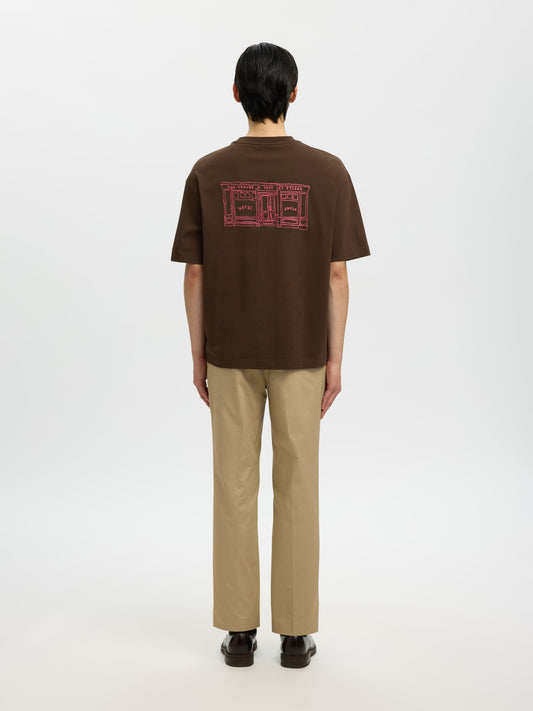 SELECTED Brown Front & Back Embroidered Tee