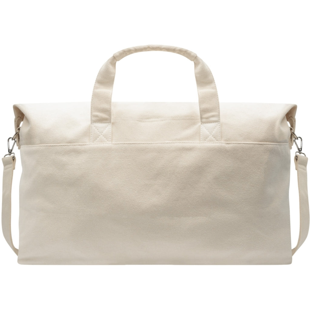 Rear view of the  ivory colour weekend bag from the brand Les Deux