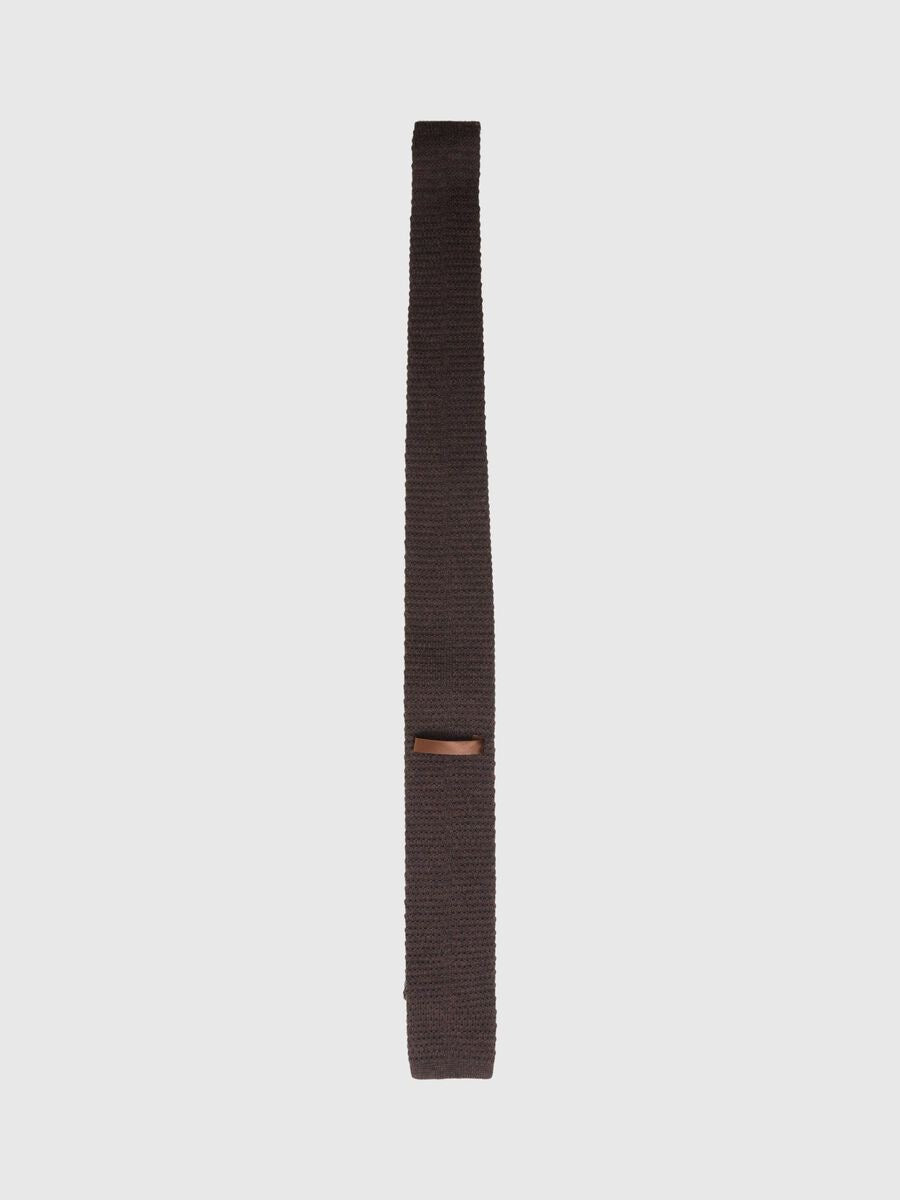SELECTED HOMME Knitted Wool Tie Chocolate