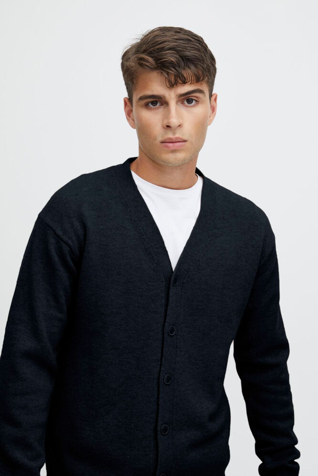 ITALIAN Lambswool Cardigan Dark NAVY