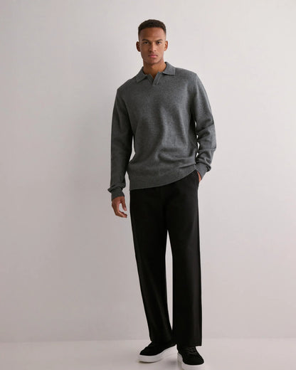 CASUAL FRIDAY GREY Karl Knit Long Sleeve Polo