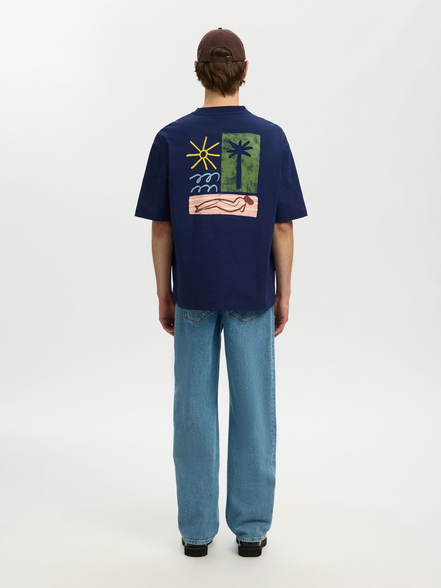 SELECTED Blue Relax Fit Graphic T-Shirt