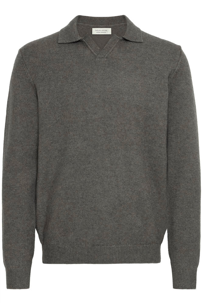 CASUAL FRIDAY Grey Long Sleeve Polo Knit