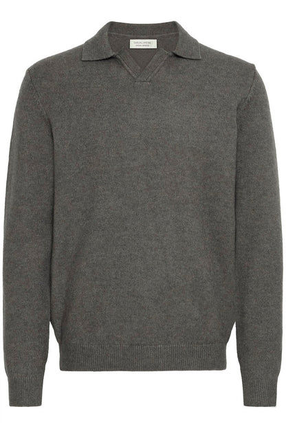 CASUAL FRIDAY Grey Long Sleeve Polo Knit
