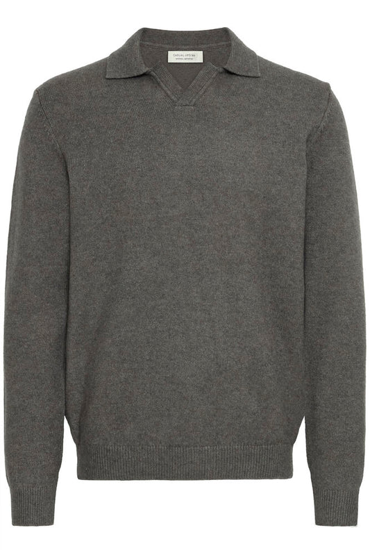 CASUAL FRIDAY Grey Long Sleeve Polo Knit