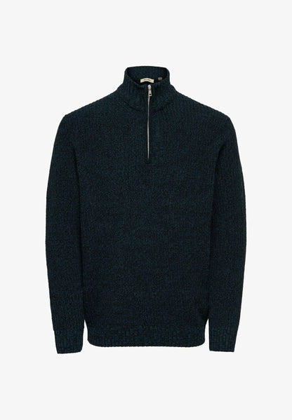 ONLY & SONS Navy Quarter Zip Sweater
