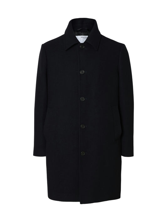 SELECTED HOMME ARCHIVE WOOL BLEND CAR COAT NAVY