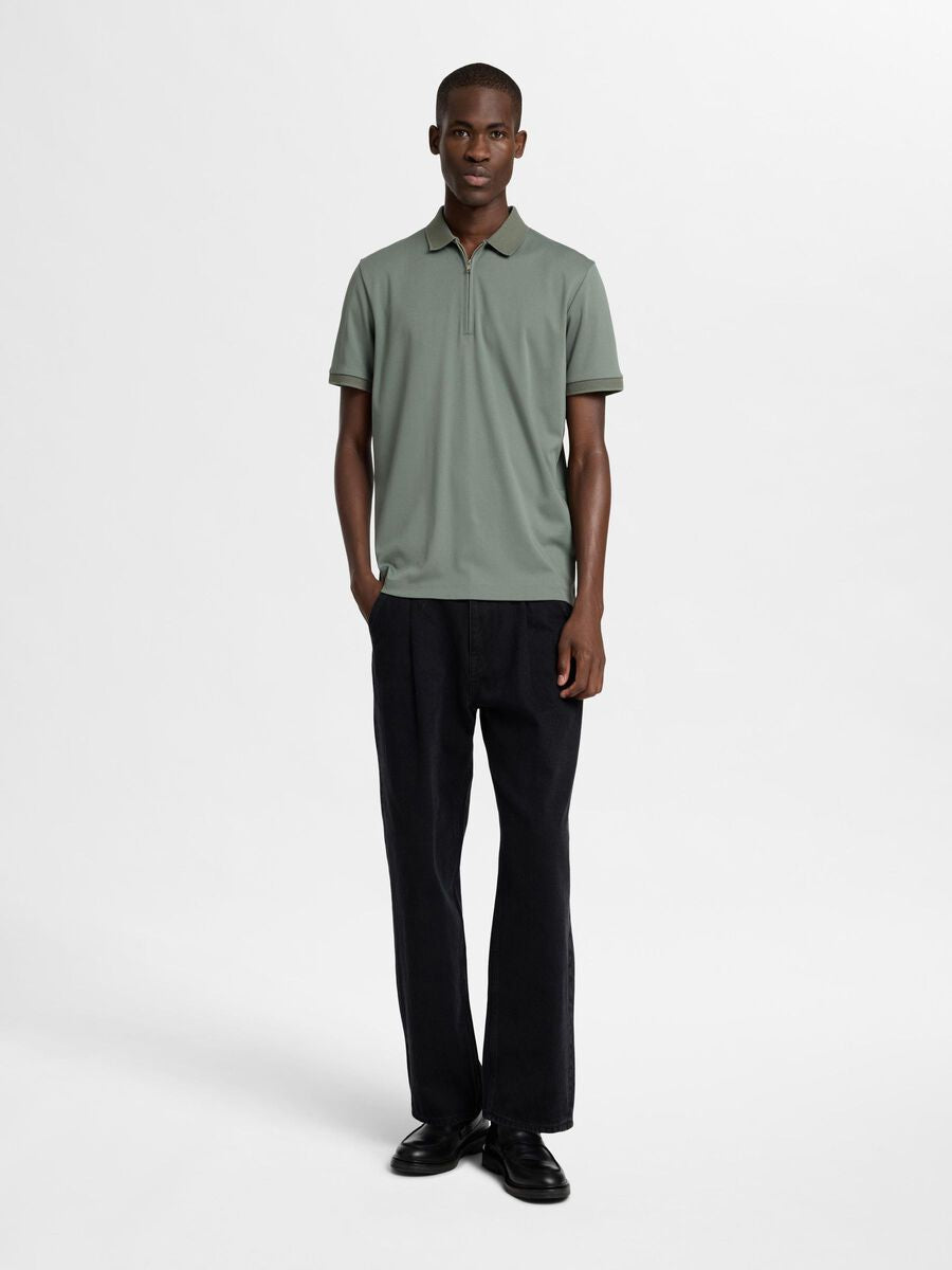 SELECTED HOMME Zip Polo GREEN
