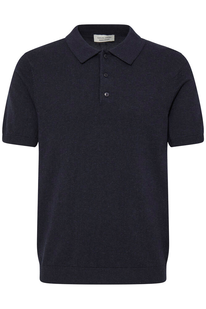 CASUAL FRIDAY Navy Knitted Slim Fit Polo