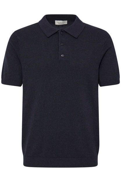 CASUAL FRIDAY Navy Knitted Slim Fit Polo