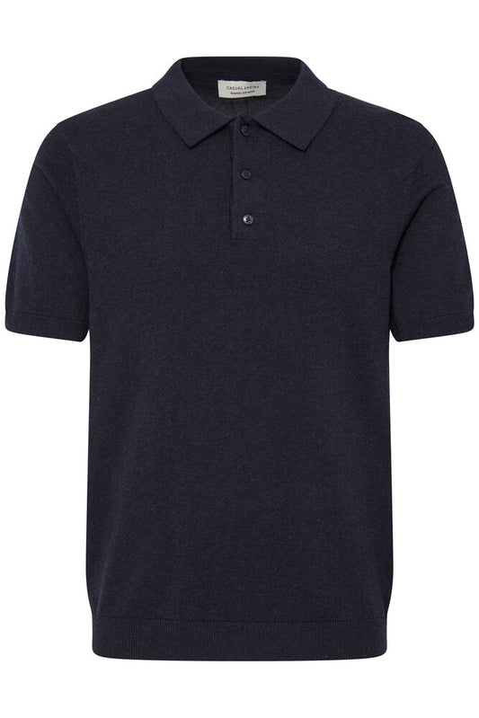 CASUAL FRIDAY Navy Knitted Slim Fit Polo