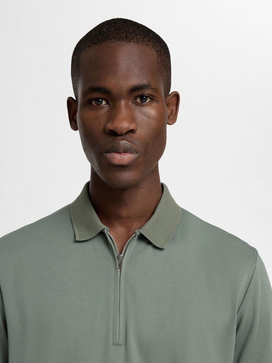 SELECTED HOMME Zip Polo GREEN