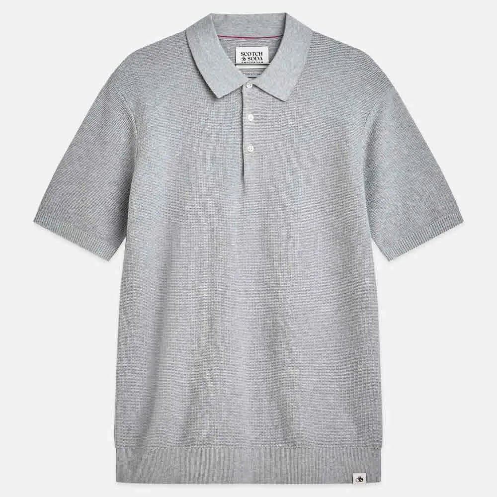 Scotch & Soda Grey Structured Knitted Polo