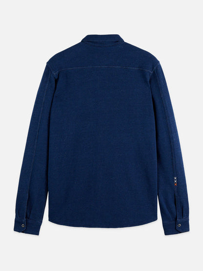 Scotch & Soda washed indigo textured jersey shirt