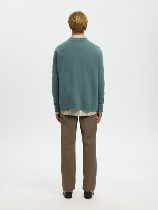SELECTED HOMME Green Wool Crew Neck Knit