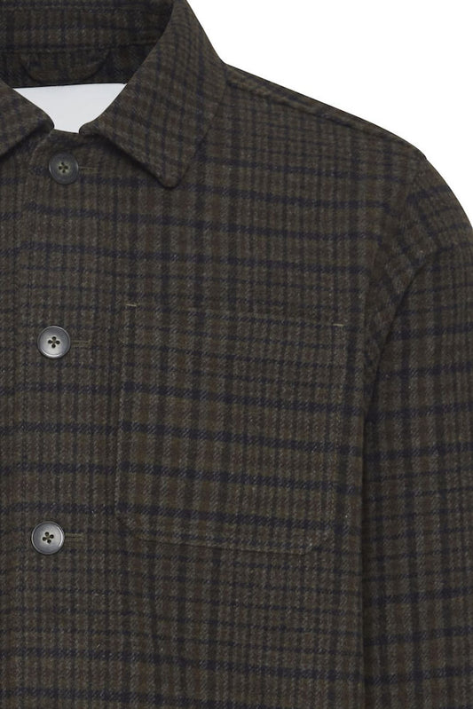 CASUAL FRIDAY Checked Jacket OVERSHIRT BROWN