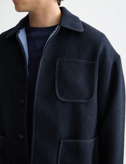 SCOTCH AND SODA Wool Blend Overshirt NAVY