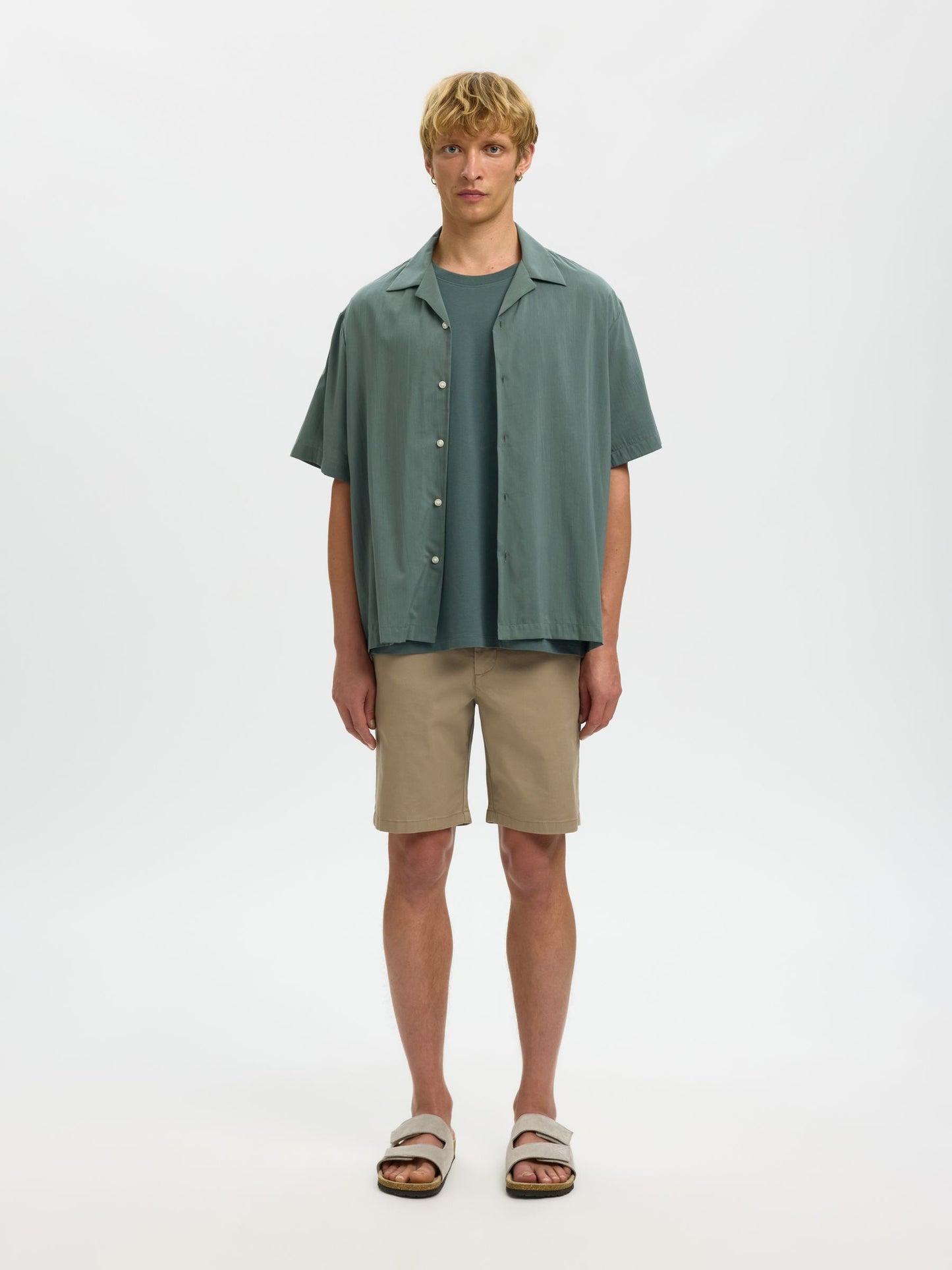SELECTED Green Relax Fit Short Sleeve Shirt