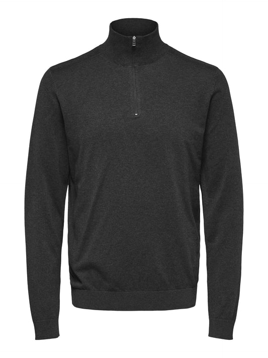 SELECTED HOMME Half Zip Jumper DARK GREY