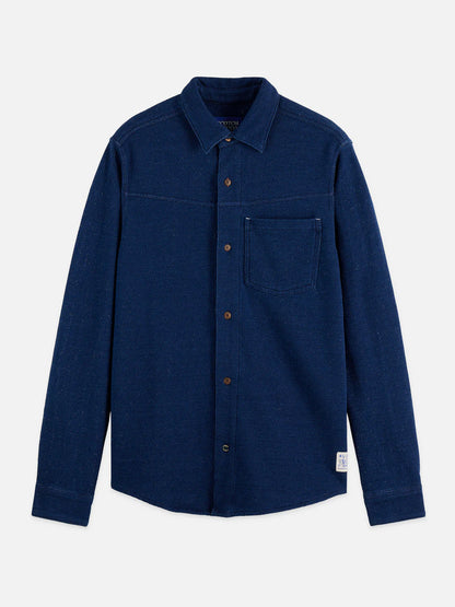 Scotch & Soda washed indigo textured jersey shirt
