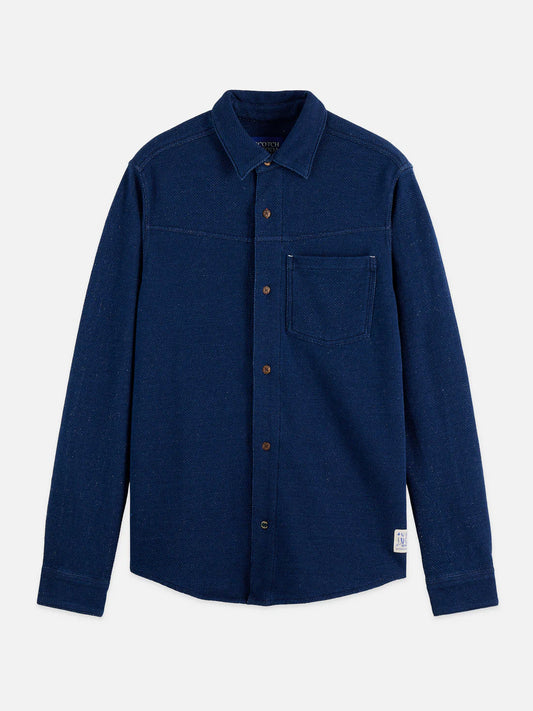 Scotch & Soda washed indigo textured jersey shirt