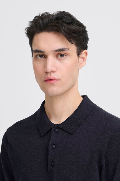 CASUAL FRIDAY Navy Knitted Slim Fit Polo